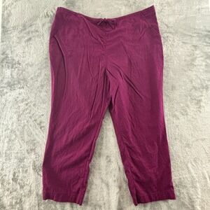 Scandia Woods Linen Blend Pant 3XL Dark Pink Elastic Drawstring Waist 28" Inseam